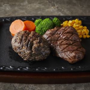 【C Combo】ハンバーグ+国産牛赤身（ランプ）ステーキ