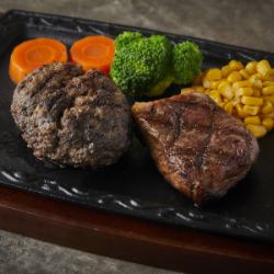 【D Combo】ハンバーグ+A5黒毛和牛ステーキ