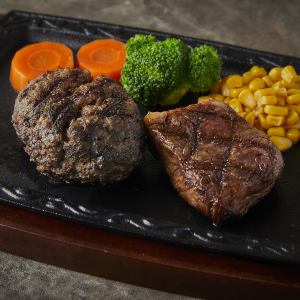 【D Combo】ハンバーグ+A5黒毛和牛ステーキ