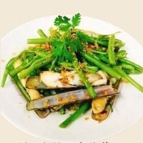 アゲマキ貝と空芯菜