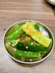 Cucumber with salt and chili oil