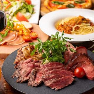 【2H飲放付4000円】ワインビュッフェもOK♪+牛ステーキ等6品　歓迎会、送別会に
