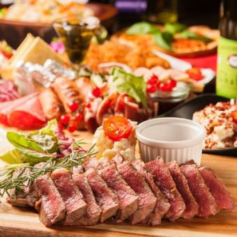 Standard [3,500 yen with 2 hours all-you-can-drink] 7 dishes including beef steak / Draft beer and wine buffet also available