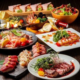 【10000円コース】和牛すき焼き・白老牛や十勝ハーブ牛のステーキ・肉寿司等9品＋3H飲み放題