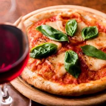 【ピザ・パスタ食べ飲み放題2980円】ピザ・パスタ全15種類OK♪＋生＆ワインビュッフェ付飲み放題