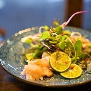 Chicken and sudachi pacho salad