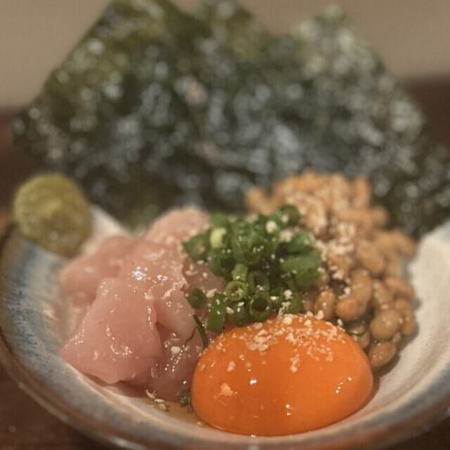 Served with chicken and natto.