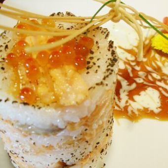 Toro salmon roasted sushi