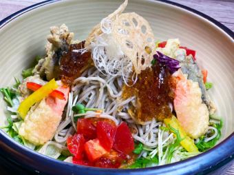 Seasonal tempura and Horokanai soba salad