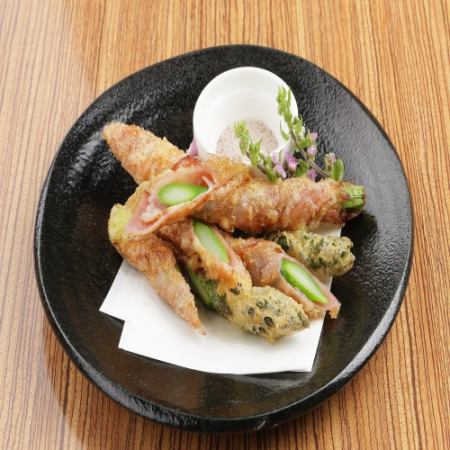 Asparagus and bacon tempura