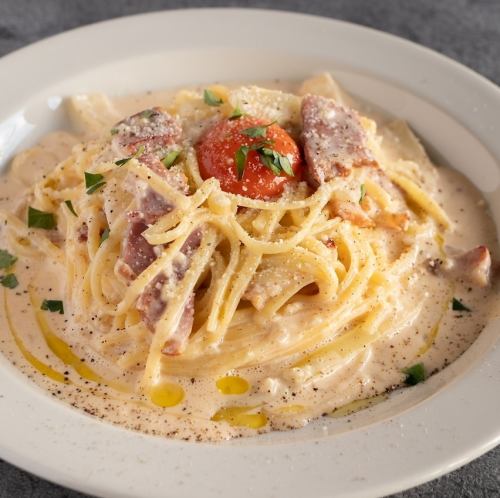 まんげつ卵のカルボナーラ