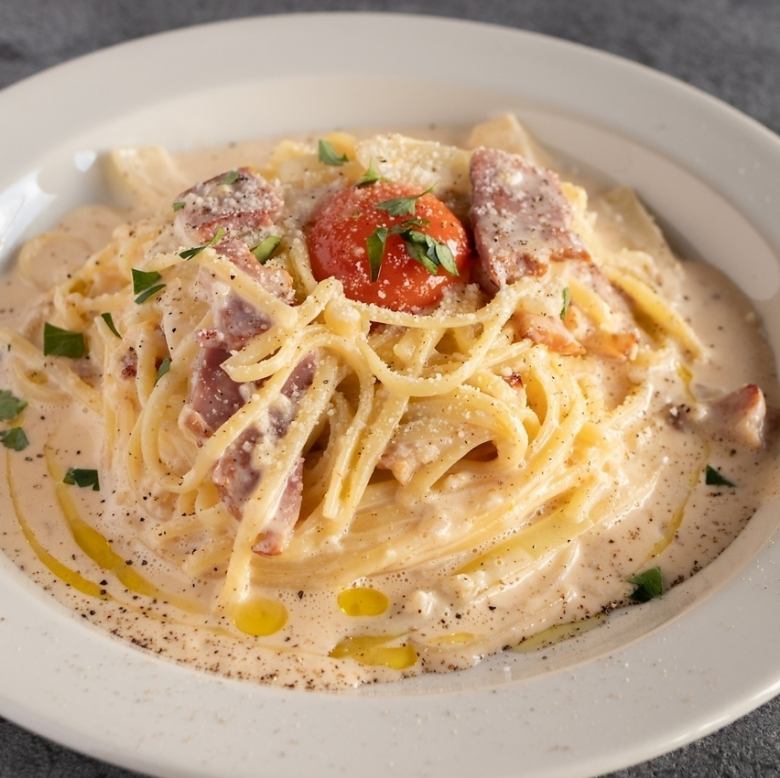 まんげつ卵のカルボナーラ