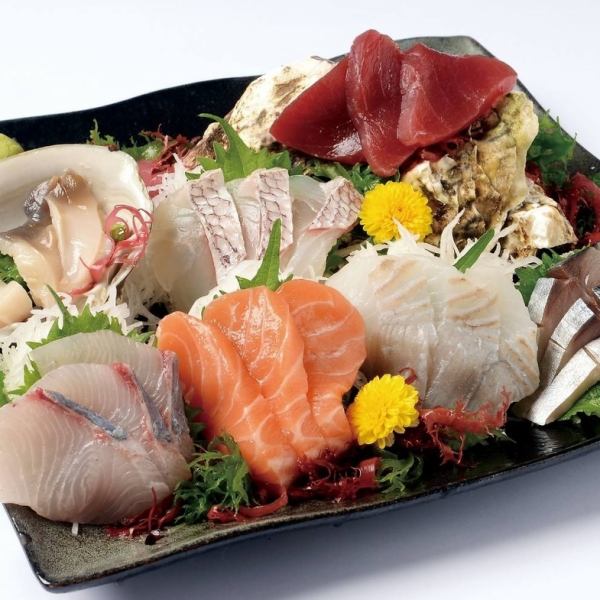 Assortment of seven daily sashimi shipped directly from the farm