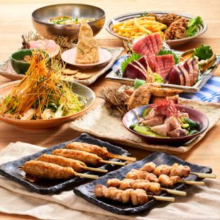 【手羽先黄金焼き・鹿野高原豚と胡瓜の塩だれ和えコース・２ｈ飲み放題付】いつでもご利用OK！