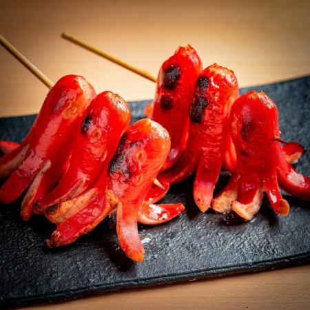 red wiener skewer