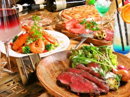 【成人豪华套餐】3,500日元+2小时无限畅饮6道菜，包括低温烹制的稀有部位