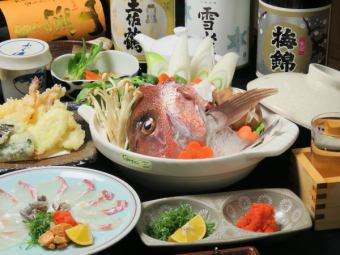 【期間限定】廚師火鍋、生魚片、時令天婦羅等7道菜品◆2小時無限暢飲套餐...6,000日圓（含稅）