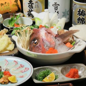 【期間限定】大将特製寄せ鍋・刺身・季節の天ぷら等全6品◆2時間飲み放題付コース6000円→5000円