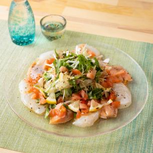タコとサーモンのカルパッチョ/鯛と鰤のカルパッチョ