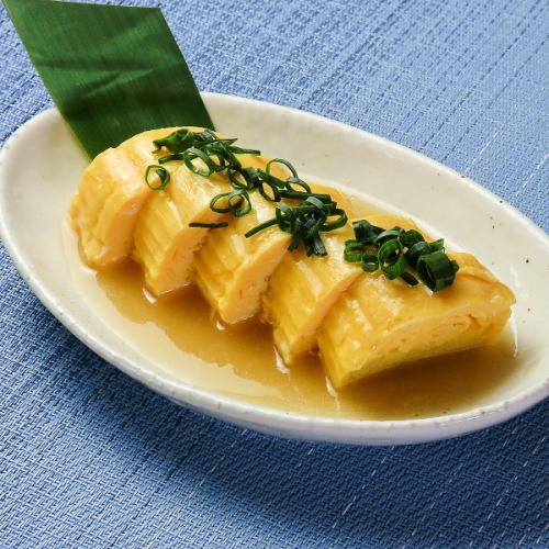 自家製だし巻き卵/赤海老ガーリックシュリンプ