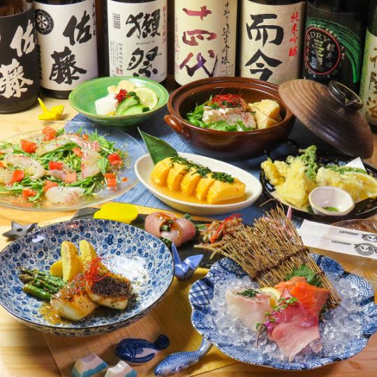 食べ放題付【銀の酒コース】備長炭火焼鳥・漁港海鮮・鍋料理全9品3H飲み放付7000⇒5500円(税込)