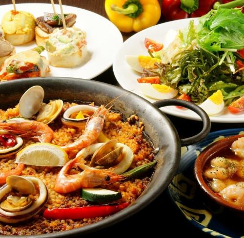 ≪Recommended ☆≫ 2-hour all-you-can-drink course with plenty of seafood paella (8 dishes in total) 5,500 yen