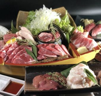 和牛とジンギスカン、炙り和牛ちらし寿司コースお料理全15品100分飲放付 6000円→5000円