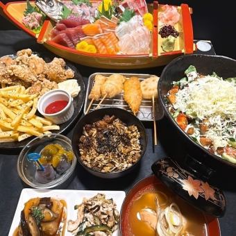 【オススメ◎】120分飲み放題付スタンダードコース◆超頂天舟盛・串揚げ4種等全7品5000円(税込)