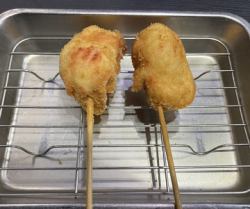 Mentaiko and shiso chicken breast cutlet skewers