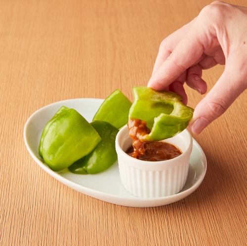 Crunchy Meat Miso and Fresh Green Peppers