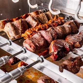 曜日＆時間限定月、火＆20時以降★20種類シュラスコ食べ放題&飲み放題120分【7,700円→6,000円】