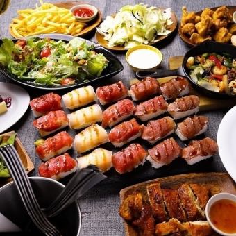 ◎お得な宴会コース【2H食べ飲み放題:12品】炙り肉寿司＆肉盛プレート4500円→4000円