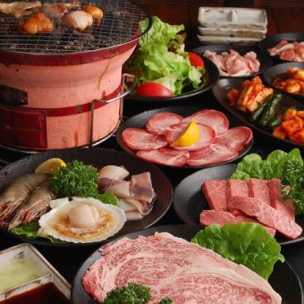 【人気NO1】牛塩タン、黒毛和牛バラカルビなど【やきまるコース】全14品3850円