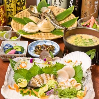 【套餐丰富】10,000日元套餐包含沙拉、生鱼片、烤拼盘、一道菜、餐食
