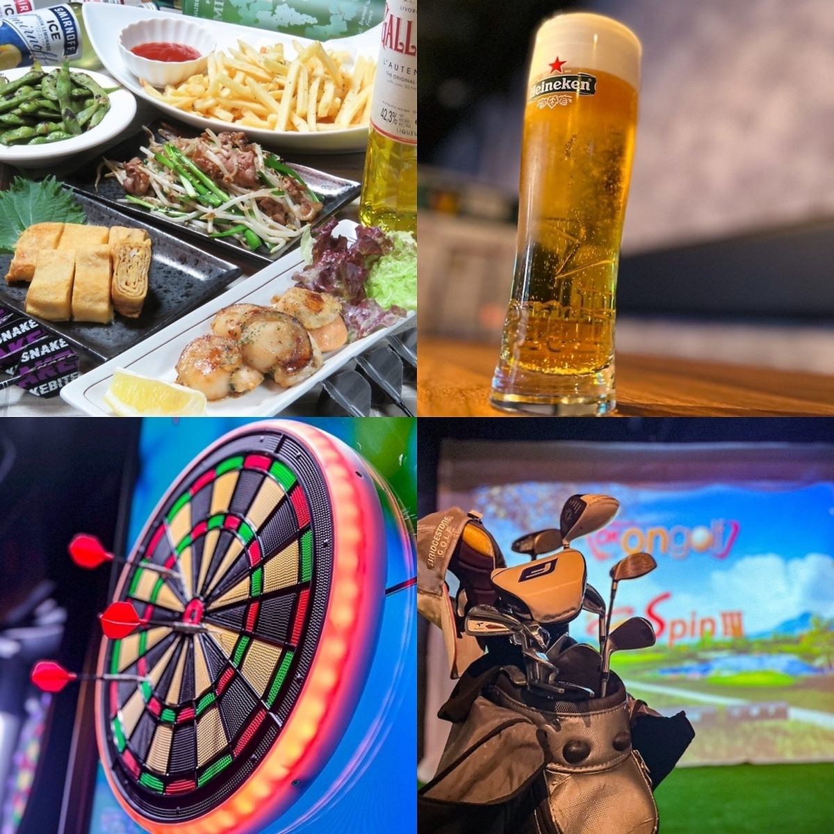 A restaurant where you can enjoy teppanyaki and original cuisine. You can also enjoy darts and simulation golf.