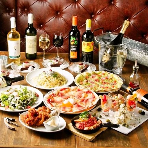 【當天OK】2 H含飲料·肉菜和CONA特產窯烤比薩包括<7項全部>