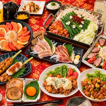 豪华鸡肉鸡蛋套餐：10道菜+无限畅饮，5000日元（含税）