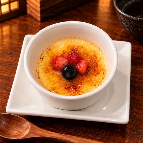 Melting vanilla pudding brûlée