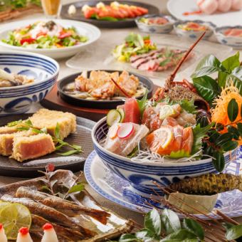 【３H飲放】伊勢海老付◆本鮪や熟成和牛の逸品に清流鶏鉄板焼き含『竹』全10品5610円⇒4500円