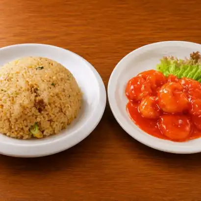 Char Siu Fried Rice + Shrimp Chili
