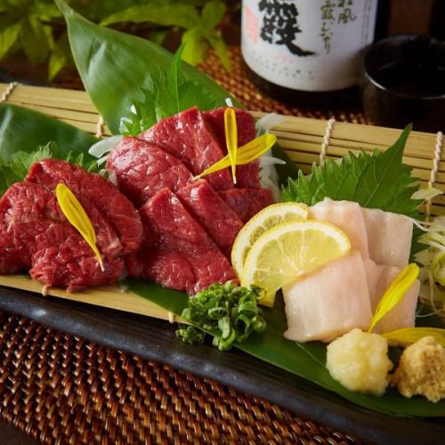 [Enjoy local cuisine from all over Kyushu] There are many famous dishes that go well with alcohol, such as Kumamoto's specialty horse sashimi and Fukuoka sesame amberjack ◎