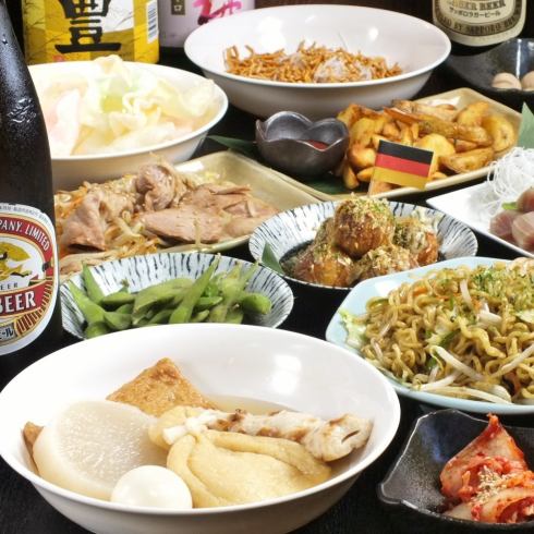 手工制作的motsuni自助餐+2小时无限畅饮每人3,500日元（含税）