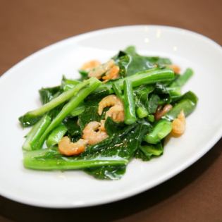 Stir-fried mustard greens with dried shrimp