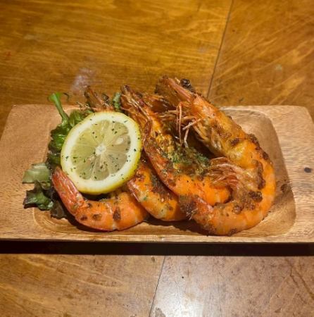 有頭海老のガーリックシュリンプ