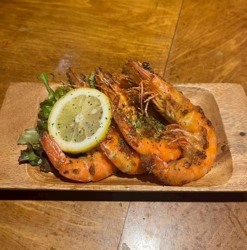 有頭海老のガーリックシュリンプ