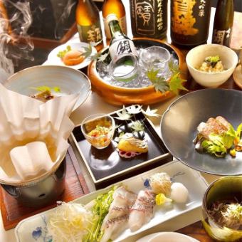 [Private room guaranteed plan] Fukuyama specialty! "Golden sea bream shabu-shabu course" with white ponzu sauce, 8 dishes in total
