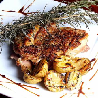 [Meat main course] 4,400 yen (tax included) including grilled local chicken with herbs + 2 hours of drinks