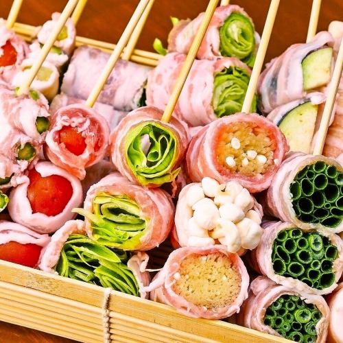 備長炭串焼き×地酒を堪能