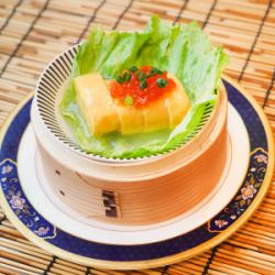 Salmon roe wrapped in dashi stock