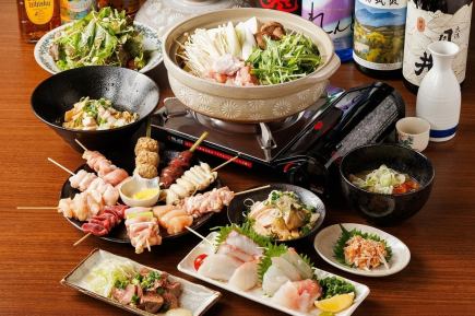 【飲み放題付き!】鍋あり☆鶏むねたたきの薬味ポン酢、お刺身2点盛り 他 全11品